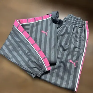 PUMA 스트라이프 저지 S 그레이/핑크