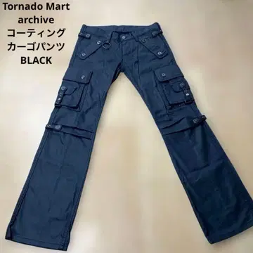 Tornado Mart Y2K archive 코팅 카고 팬츠 블랙