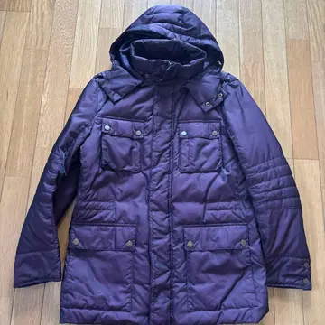 캘빈 클라인 보라색 후드 부착 다운 자켓