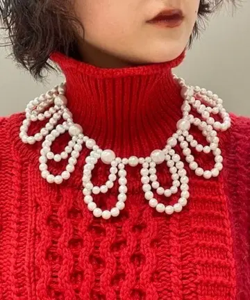 Ray Beams 더블 프릴 펄 목걸이