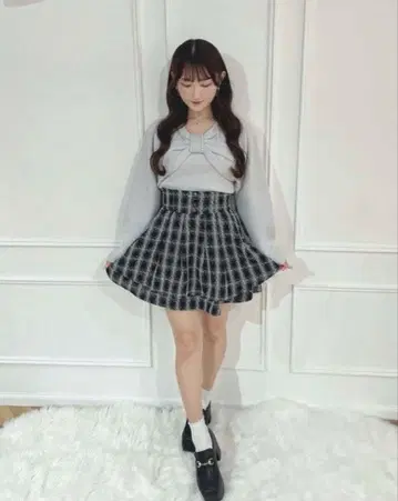 evelyn 에블린 트위드 더블 플레어 스커트