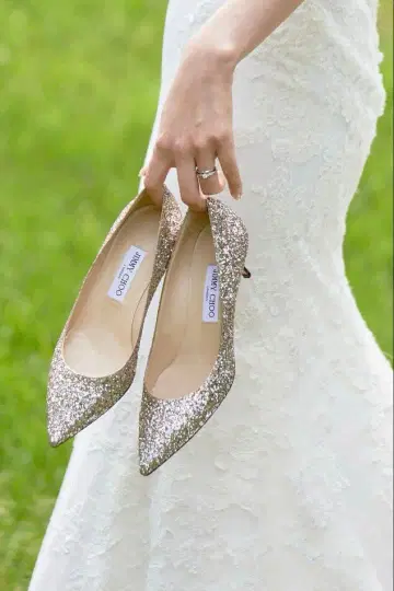 JIMMY CHOO 골드 글리터 펌프스 38