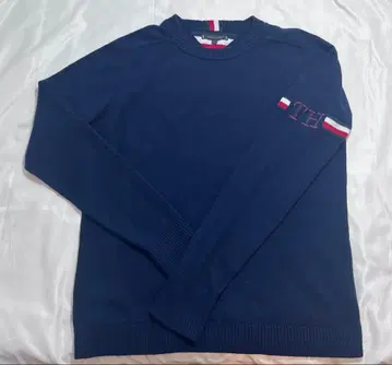 타미힐피거 TH 로고 자수 니트 스웨터 네이비 남성용 L