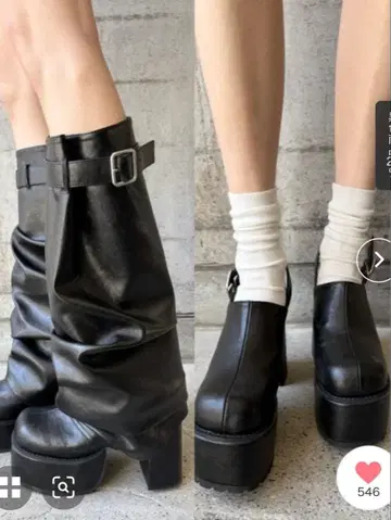 EVRIS 블랙 롱 부츠 플랫폼 힐