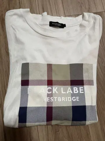 BLACK LABEL 체크 무늬 T셔츠 U넥