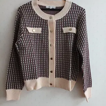 grove 라메사 체크 긴팔 가디건