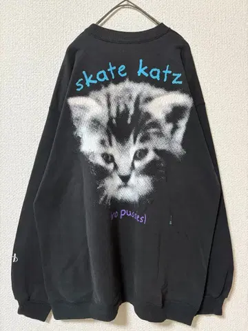 빈티지 고양이 맨투맨 3 Hanes 스케이트