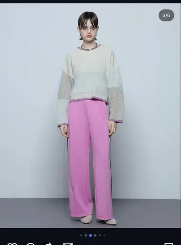 ROSE BUD 크롭 블로킹 니트