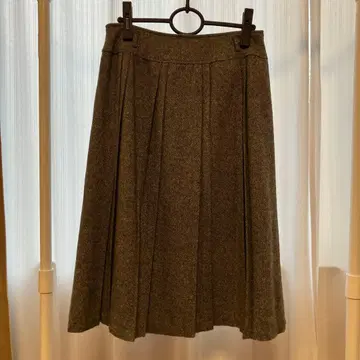 그레이 플리츠 스커트 울 혼방