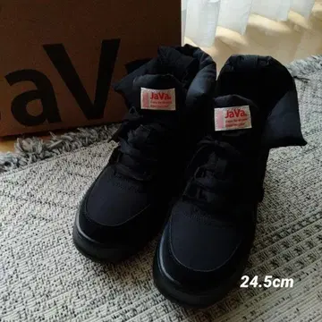 JaVa 블랙 하이컷 스니커즈 24.5cm 블랙