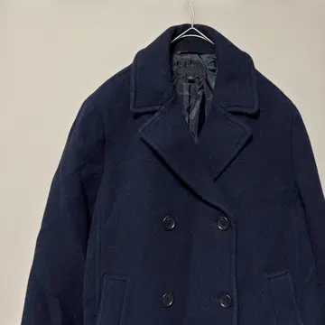 유니클로 울 블렌드 피 코트(XL) 심플 네이비 무지 더블 버튼