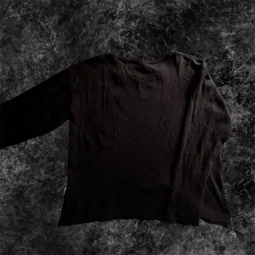 짧은 기장 와플 긴팔 T셔츠