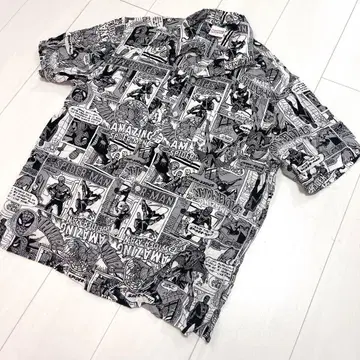 마블 스파이더맨 반팔 셔츠 레이온 L 알로하 오픈 카라 셔츠