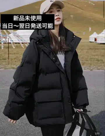 shein 여성용 무지 후드 부착 다운 자켓 다운 S 블랙 새상품