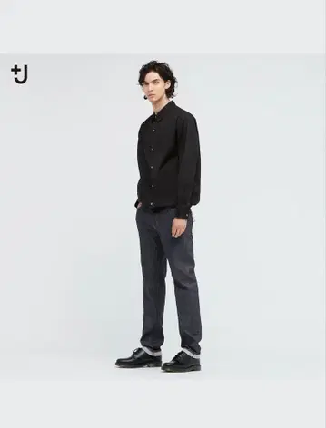 UNIQLO +J 셀비지 슬림 스트레이트 청바지 69NAVY