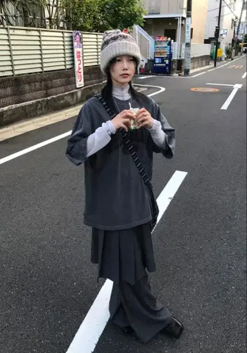 AAKE 스커트 팬츠 WIDE 차콜 s 한국