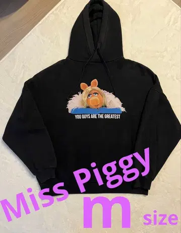 버쉬카 디즈니 미스 피기 하이넥 트레이닝복 블랙 오버 사이즈