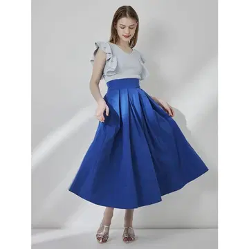 dazzlin 다즐린 컬러 메니 턱 스커트 블루