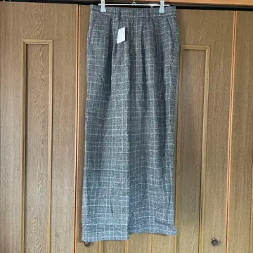 그레이 계열 체크 와이드 팬츠