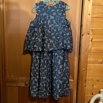 깅엄 x 하나 오팔 스커트 베스트 네이비 세트 판매