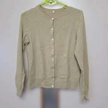 무인양품 캐시미어 크루넥 가디건 M 사이즈 라임 그린