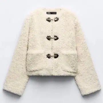 ZARA 페이크 보아 자켓 랍스터 클래스프 M 사이즈 에크루