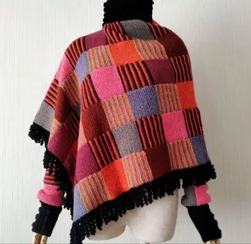 핸드메이드 handmade 판초 & 암워머 울 패치워크