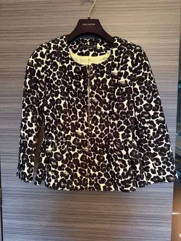 B7 레오파드 무늬 노카라 자켓 36