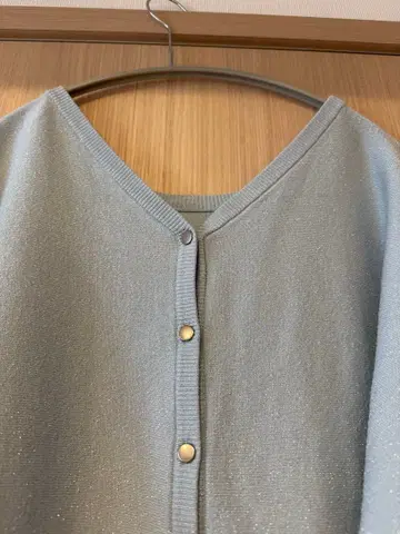 리브 V넥 7부 소매 니트 가디건