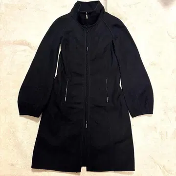 초레어 HERNO 롱 코트 더블 지퍼 스탠드 카라 블랙 울