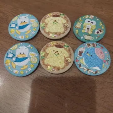 산리오 자수 캔뱃지 6개 세트