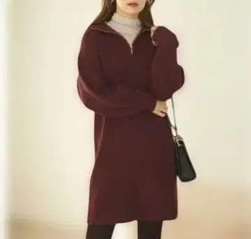 Feroux 페루 [세탁 가능] 집업 니트 원피스 튜닉