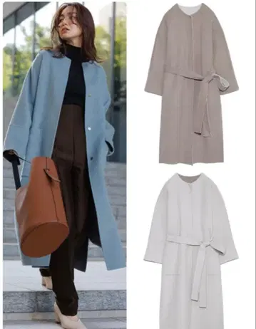 fray i.d 울 캐시미어 바이컬러 리버 코트