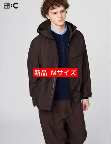 [ 새상품 ] UNIQLO:C 블록 테크 후드티 다크 브라운 M 사이즈