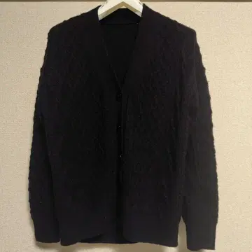 무인양품 블랙 케이블 니트 가디건 긴팔