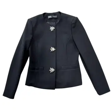 [새상품급] ZARA 블랙 노카라 자켓 비쥬 포함 M 사이즈