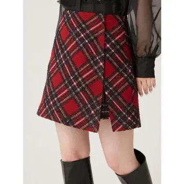 Lily Brown 릴리 브라운 로빙 체크 스카 숏 팬츠 레드