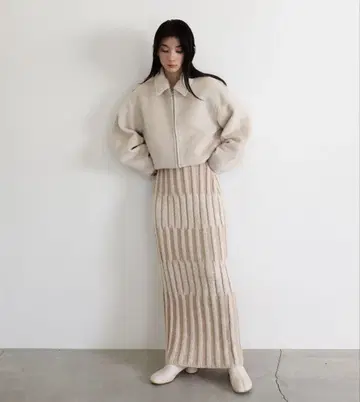 [ 미사용 새상품 ] 셀렉 모카 멜란지 리브 니트 타이트 스커트