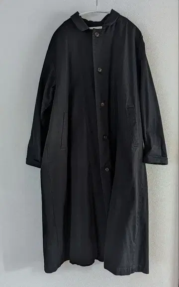 HARVESTY 하베스티 코튼 치노 크로스 오버코트 블랙 1