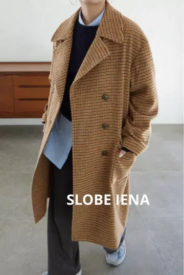 SLOBE IENA 브라운 체크 롱 코트