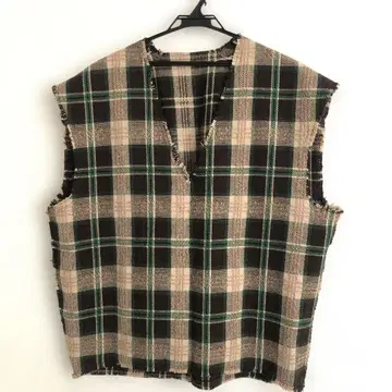 MURUA 체크 무늬 오버 사이즈 슬리브리스 베스트