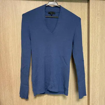 ICB 블루 울 100% 긴팔 스웨터 S