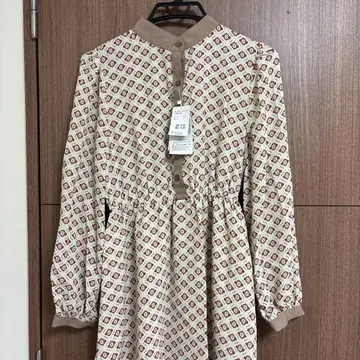 기하학 패턴 긴팔 원피스