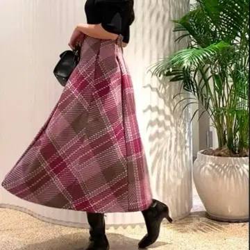 SNIDEL 로빙 체크 플레어 스커트