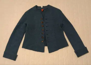 파란색 45r 여성용 숏 기장 자켓