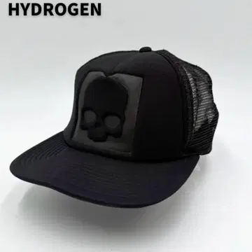 HYDROGEN 스컬 입체 로고 스냅백 플랫빌 골프 캡