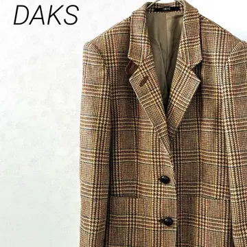 DAKS 테일러드 자켓 체크 무늬 모 100% 포켓 부착 겉옷