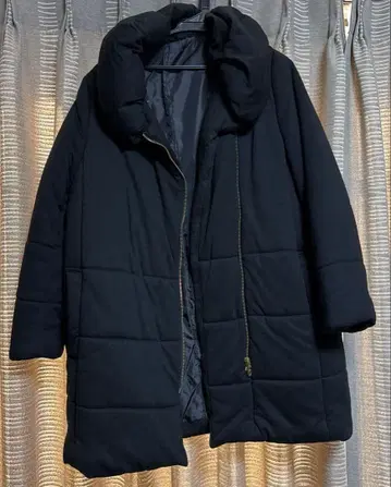 블랙 퀼팅 롱 자켓