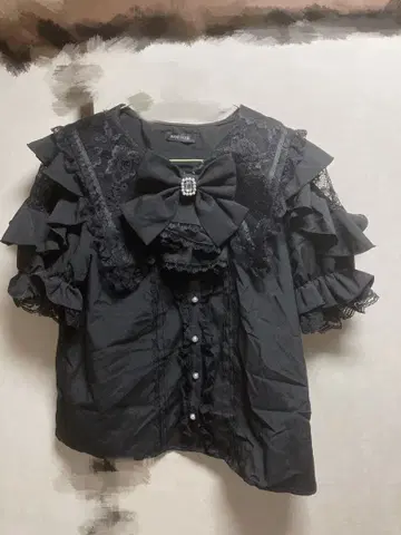 노에미 고딕 세일러 프릴 jabot 블라우스 블랙 M