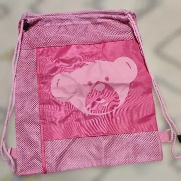 핑크 곰 얼굴 드로우 스트링 백